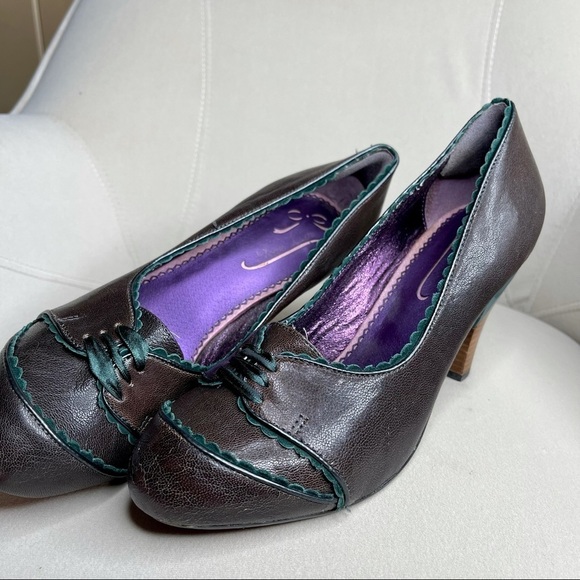 Poetic Licence Leather Oxford Heels EU 41 US 10.5 - Picture 2 of 5